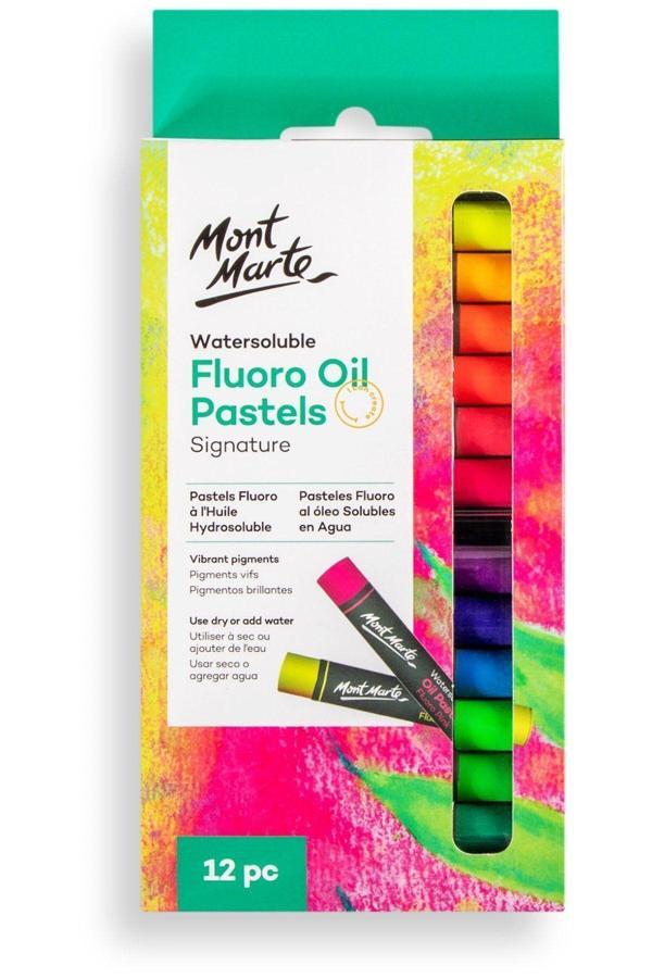 Mont marte MM Suda Çözünür Fluoro Yağlı Pastel 12'li - Image 1