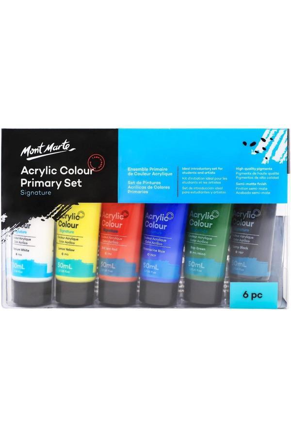 Mont marte MM Akrilik Renkli Astar Boya Seti 6pc x 50ml - Signature - Image 1