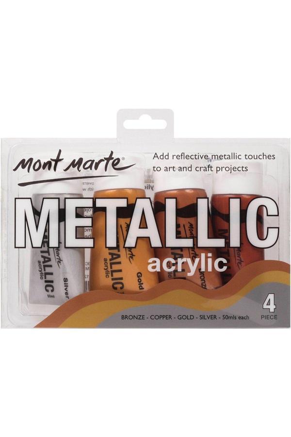 Mont marte MM Metalik Akrilik Boya Seti 4pc x 50ml - Image 1