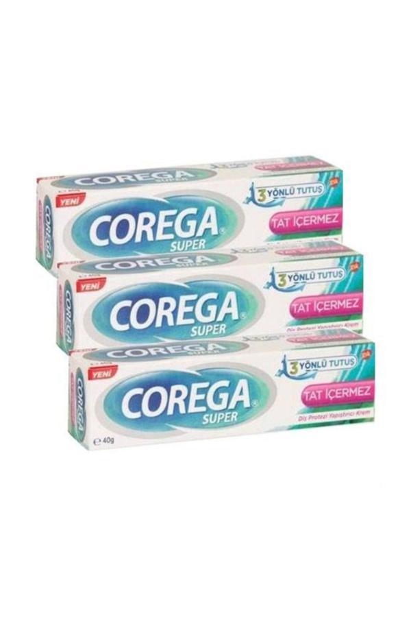 Corega Süper Tat İçermez Diş Protezi Yapıştırıcı Krem 40 Gr X 3 Adet - Image 1