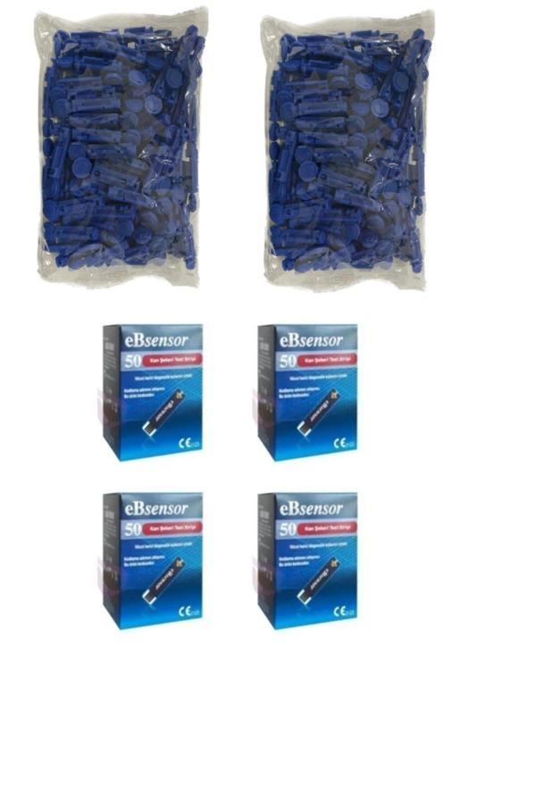 Ebsensor Eb Sensor Şeker Ölçüm Stribi 4X50=200 Stip + 200 Lanset - Image 1