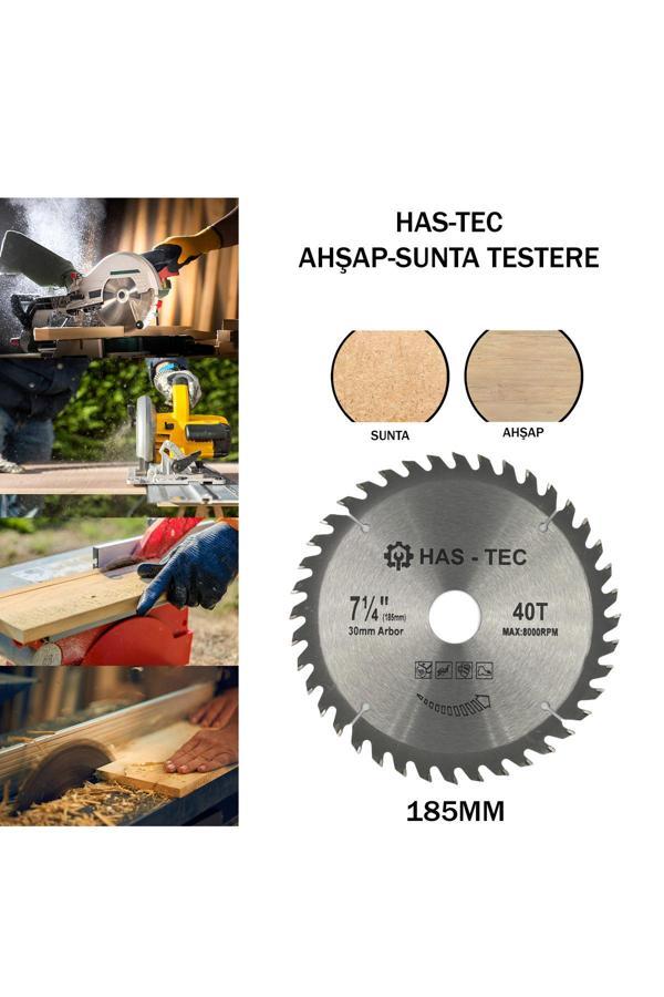 Has-Tec 185 Mm Ahşap & Sunta Kesici Testere – T.C.T Saw Blade | Ø185X1.3X30 Mm 40T - Image 1