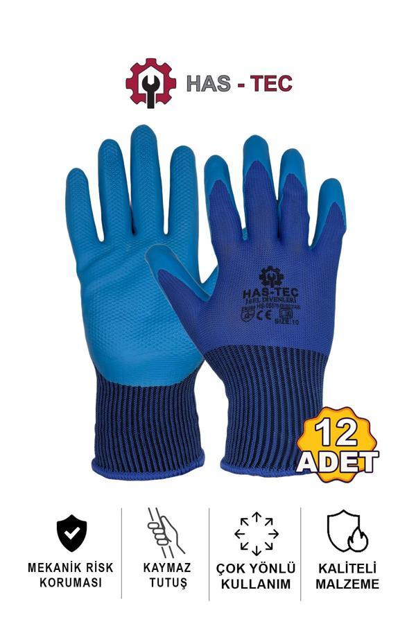Has-Tec Komfort Eldiven 12'Li | Mekanik Risk Koruması, Kaymaz Tutuş, Çok Yönlü Kullanım (12 Adet) - Image 1