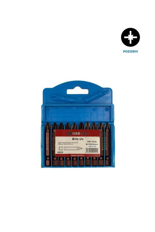 Has-Tec Pz2 Bits Uç – 50 Mm | 10'Lu Pozidriv Yıldız Uç Seti – Hassas Ve Güçlü Vidalama - Image 1