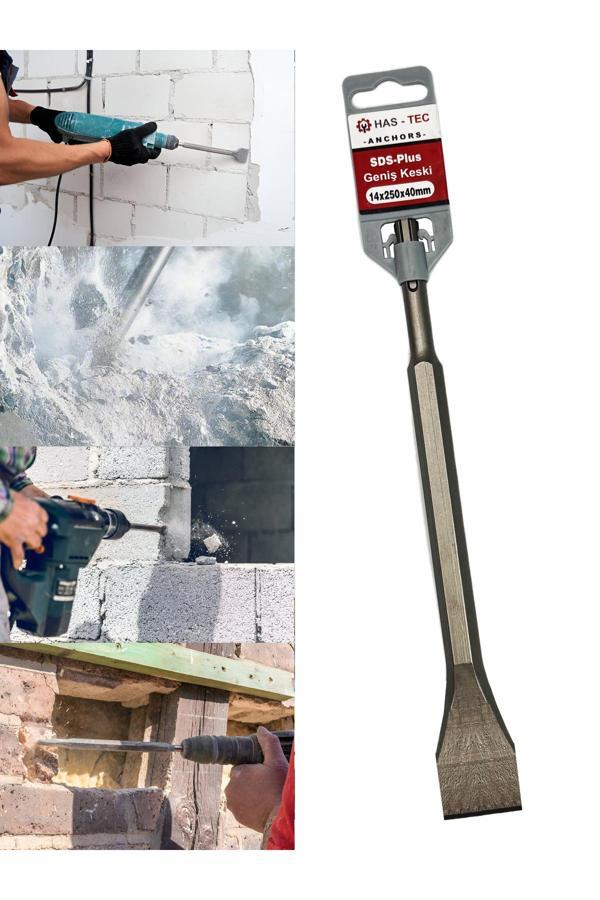 Has-Tec Sds-Plus Düz Keski Ucu 14X250X40 Mm | Beton Ve Duvar İçin Kırma Ve Kanal Açma Ucu - Image 1