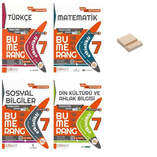 7. Sınıf Bumerang Etkinlikli Türkçe Matematik Sosyal ve Din Kitabı 4lü Set + Telefon Standı - Günay Yayınları - Image 1