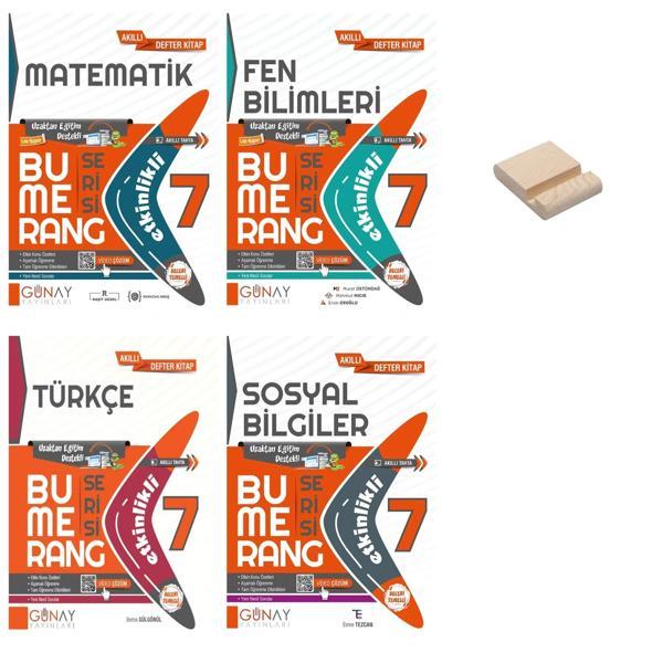7. Sınıf Bumerang Etkinlikli  Matematik Fen Türkçe ve Sosyal Kitabı 4lü Set + Telefon Standı - Günay Yayınları - Image 1