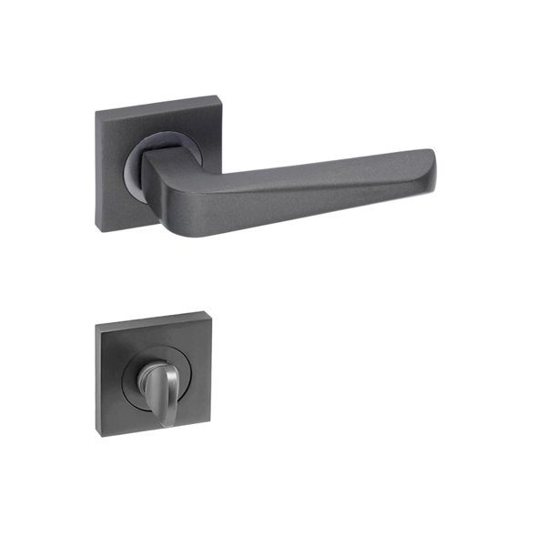 Arpat Rosa Kare Rozetli Kapı Kolu Süper Füme ( Antrasit ) WC - Image 1