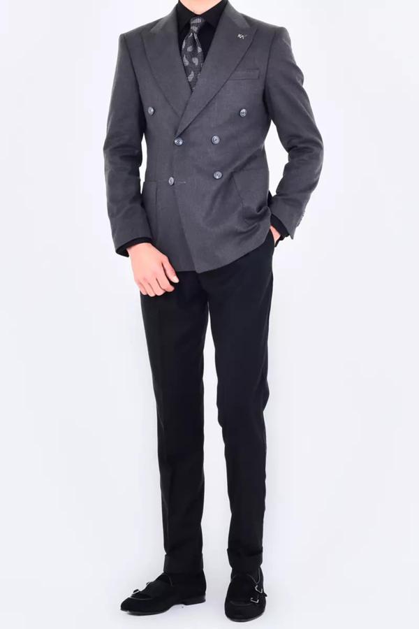 Modern Slim Fit Dar Kesim Kruvaze Erkek Viskon Ceket-KAV5251W - Image 1