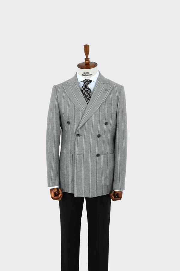 Kaliteli Kumaş Kruvaze Erkek Ceket-KAW5232W - Image 1