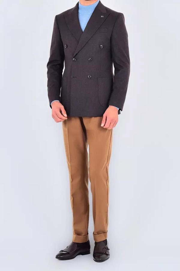 Modern Slim Fit Dar Kesim Kruvaze Erkek Viskon Ceket-KAV5251W - Image 1