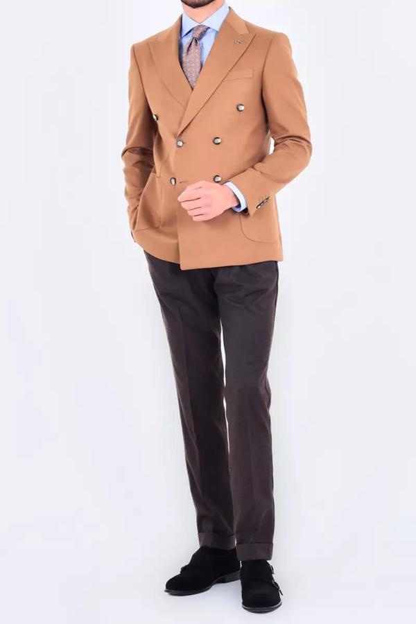 Modern Slim Fit Dar Kesim Kruvaze Erkek Viskon Ceket-KAV5251W - Image 1