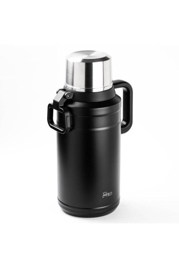 OKADI BARDAK KAPAKLI SİYAH PASLANMAZ ÇELİK TERMOS 3.5L - Image 1