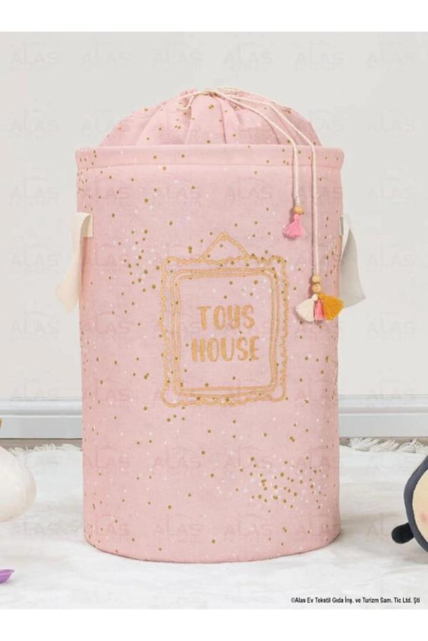 Baby Yuvarlak Torbalı Oyuncak/kirli Çamaşır Sepeti Pembe - Image 1