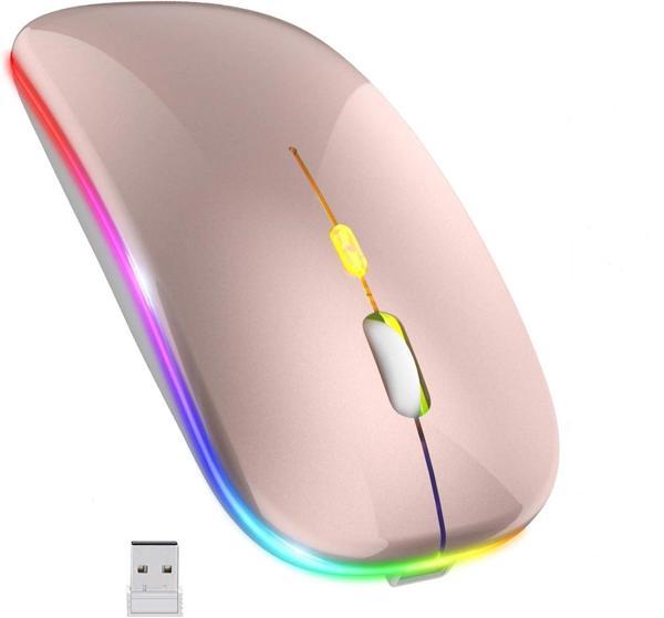 Blic Bwm6 Rose Gold RGB Şarjlı Kablosuz 1600DPI Işıklı Kablosuz Sessiz Mouse - Image 1