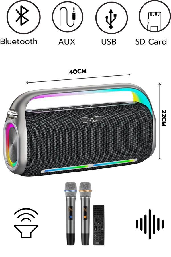 VIDVIE Xl-SP920 Şarjlı 2 Mikrofonlu 200W Bluetooth Hoparlör - Image 1