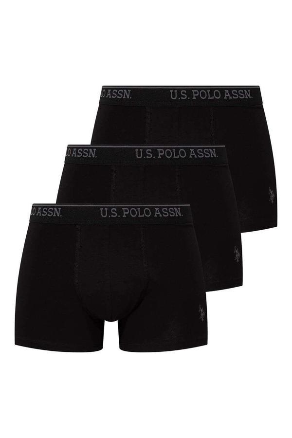 U.s Polo Assn. Erkek 3'lü Logolu Pamuklu Kutulu Rahat Esnek Boxer - Image 1