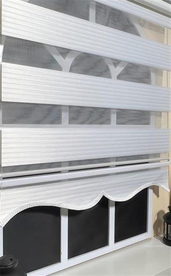 StorBurada Pliseli Zebra Stor Perde Beyaz  Etek Dilimli STB480 - Image 1