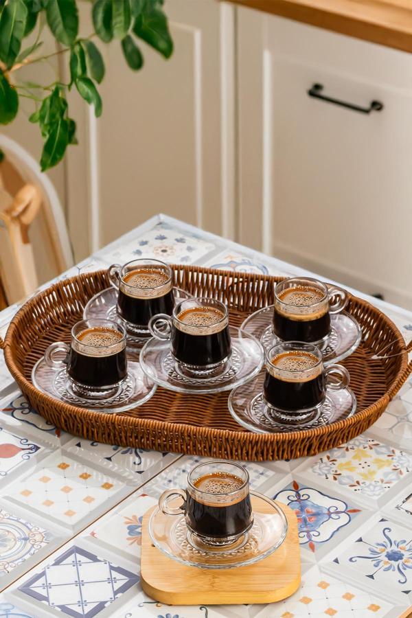 Porsima Lale 12 Parça Cam Türk Kahve Fincan Takımı 85ml - Image 1