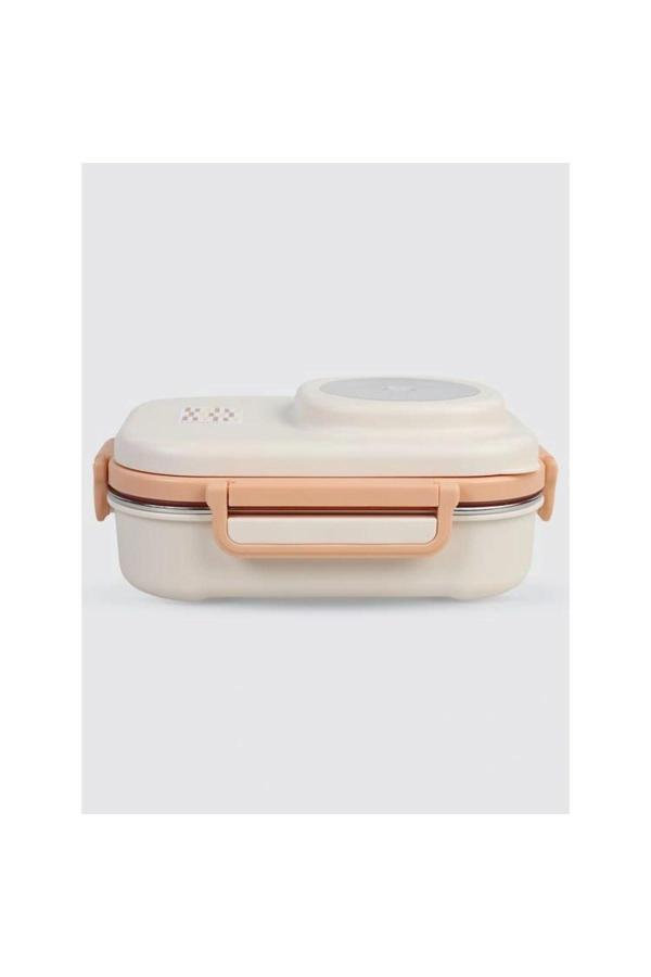 Vagon Vgn-8021-8036 Paslanmaz Çelik Yemek Kabı - Lunch Box 600 Ml Peach Whıte - Image 1