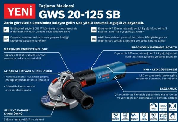 Bosch Profesyonel GWS 20-125 SB - 2.000 W - Image 1