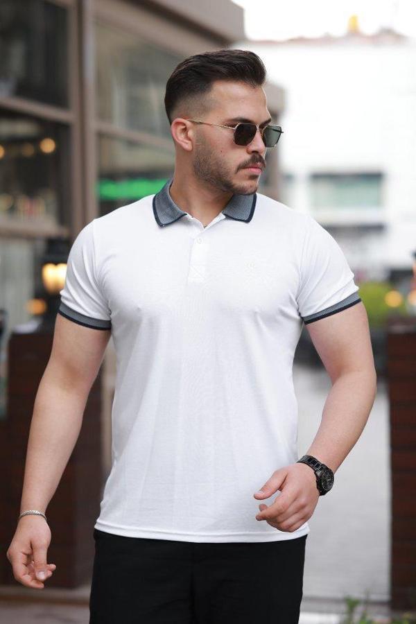 Erkek Yakalı Kagi Kumaş Kısa Kollu T-shirt - Image 1