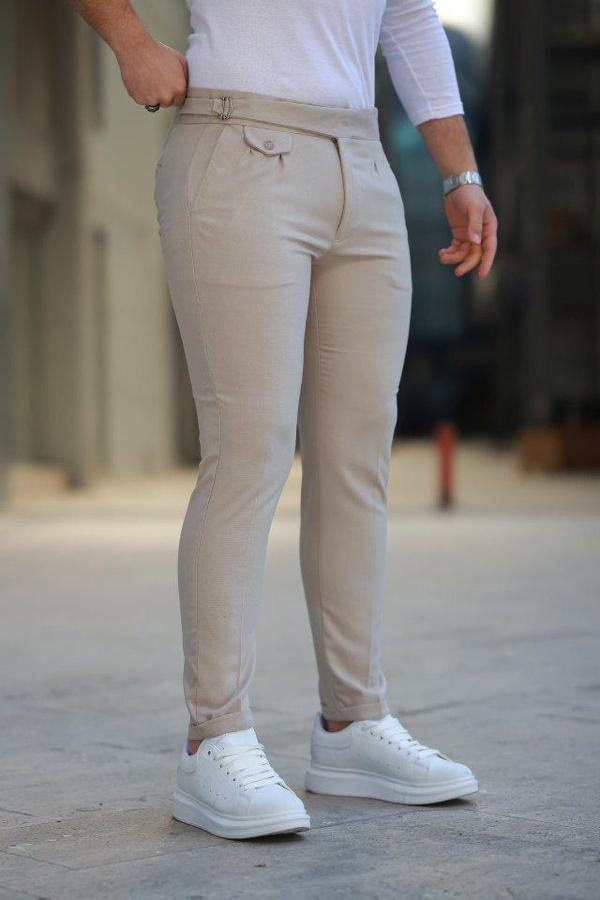 Erkek Bel Toka Detaylı Pileli Pantolon - Image 1