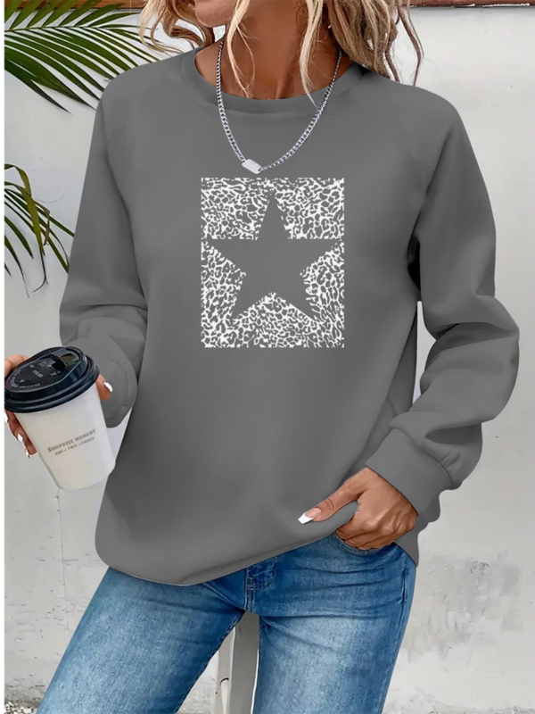 Kadın Uzun Kollu Bisiklet Yaka Desenli Viskon Iki Iplik Bluz - Image 1