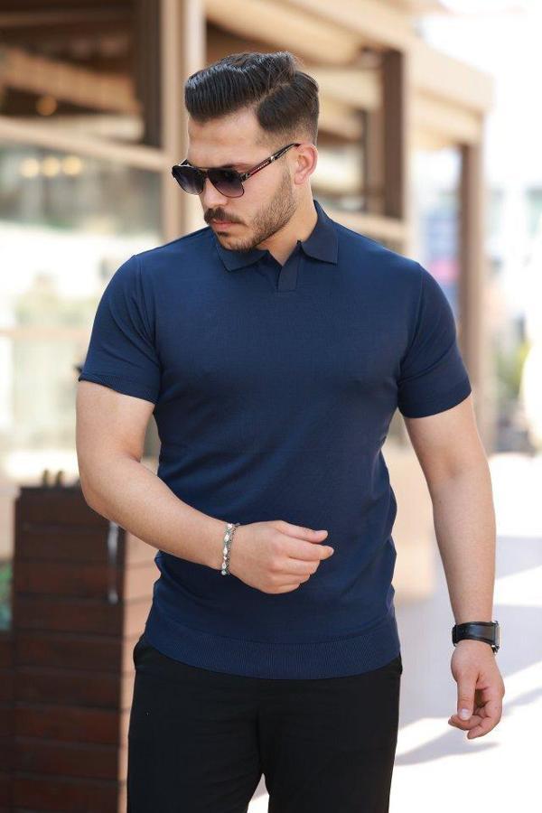 Erkek Hemşire Yaka Kısa Kollu Tişört - Image 1