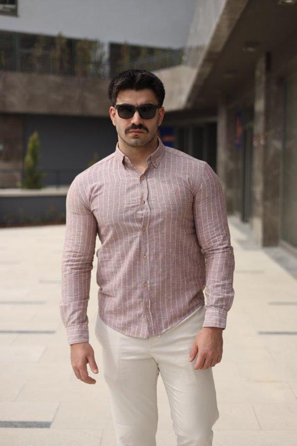 Erkek çizgi Desenli Gömlek - Image 1