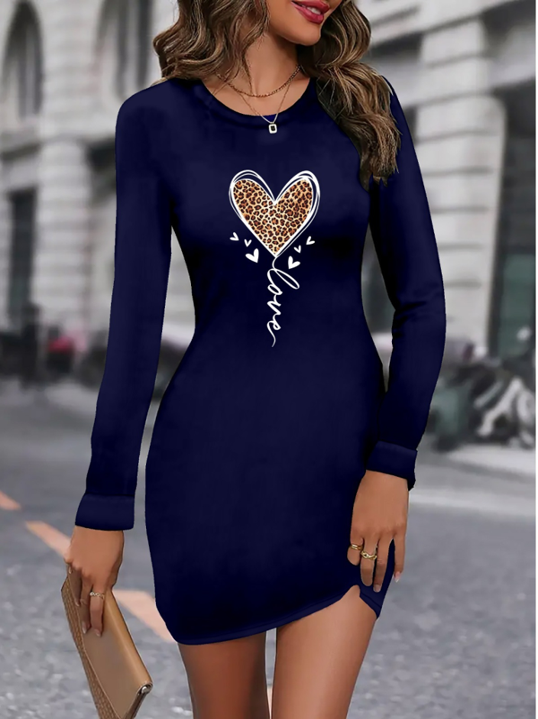 Kadın Uzun Kollu Bisiklet Yaka Kısa Viskon Iki Iplik Elbise - Image 1