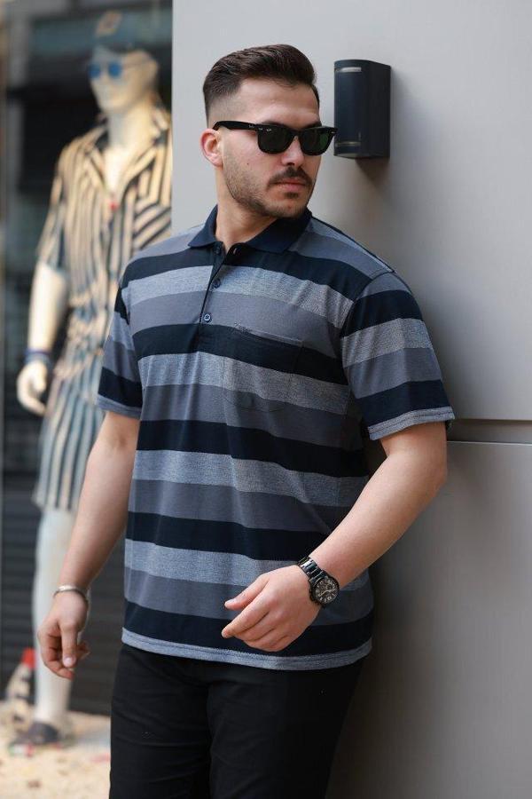 Erkek Yakalı çok Renkli Kısa Kollu T-shirt - Image 1