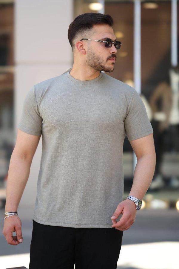 Erkek Ağaç Kabuğu Desenli Kısa Kollu T-shirt - Image 1