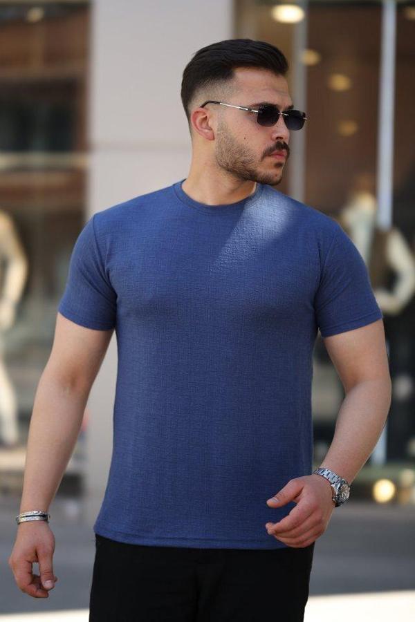Erkek Ağaç Kabuğu Desenli Kısa Kollu T-shirt - Image 1
