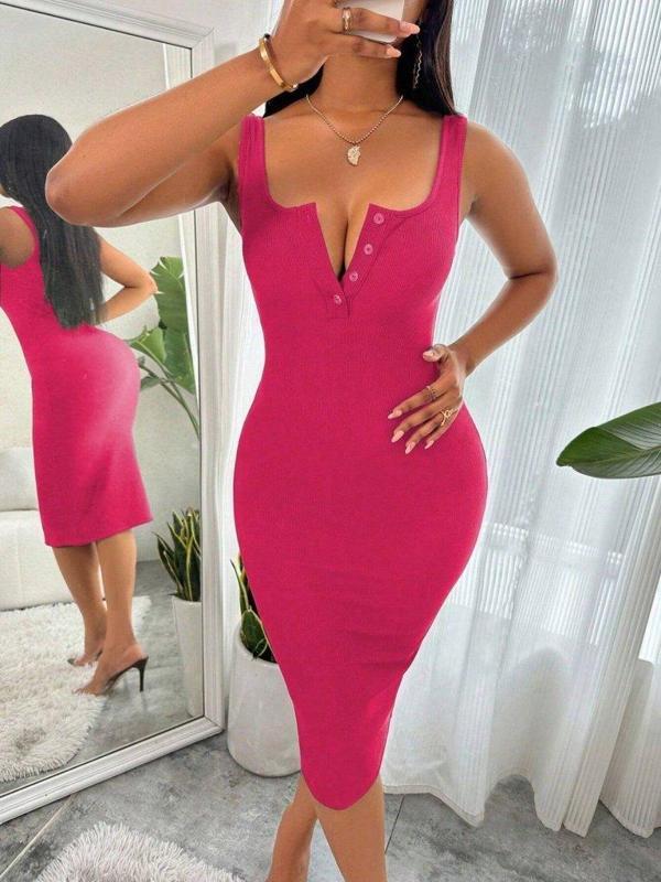 Kadın Askılı önü Düğmeli Midi Kaşkorse Elbise - Image 1