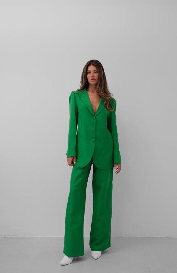 Bel Katlamalı Pantolon Blazer Ceket Takım - Image 1