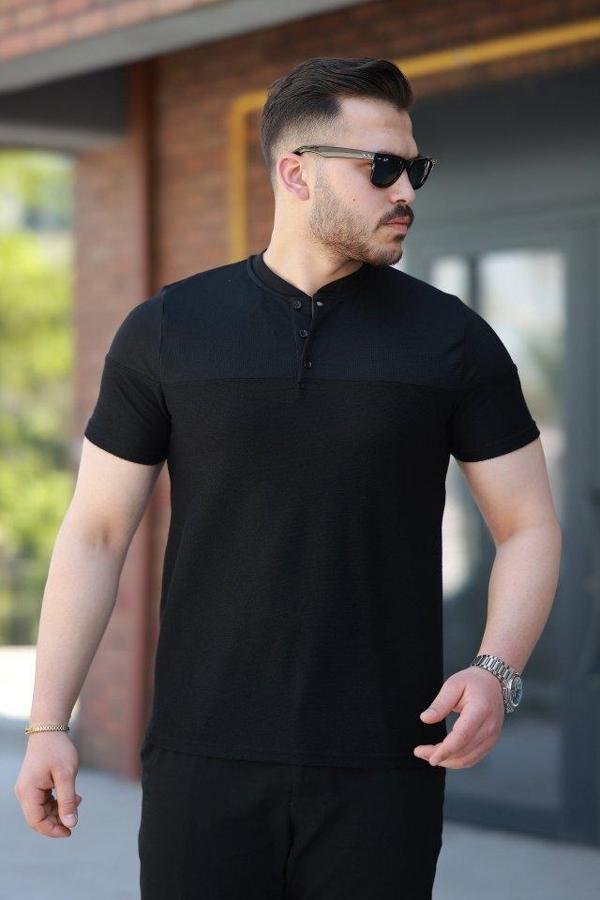 Erkek Hakim Yakalı Kısa Kollu Pamuklu T-shirt - Image 1