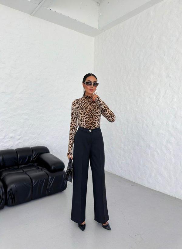 230 Gr Poly Viscose Lycra Metal Düğme Palazzo Pantolon - Image 1