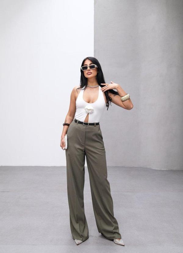 Poly Viscose Yüksek Bel Kemerli̇ Ve Dökümlü Palazzo Pantolon (Kemer Dahi̇l) - Image 1