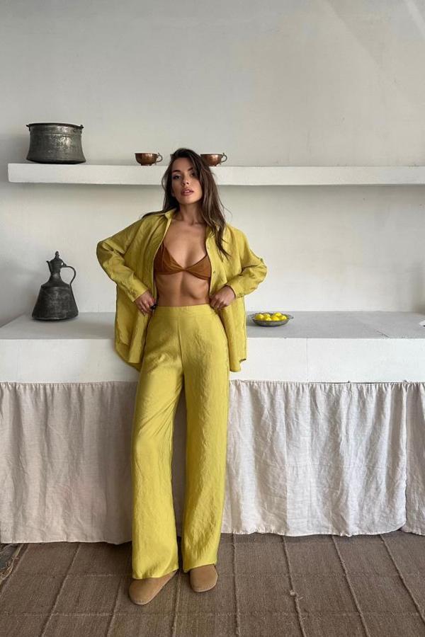 GÖMLEK-PANTOLON TAKIM CUPRA KUMAŞ - Yağ Yeşili - Image 1