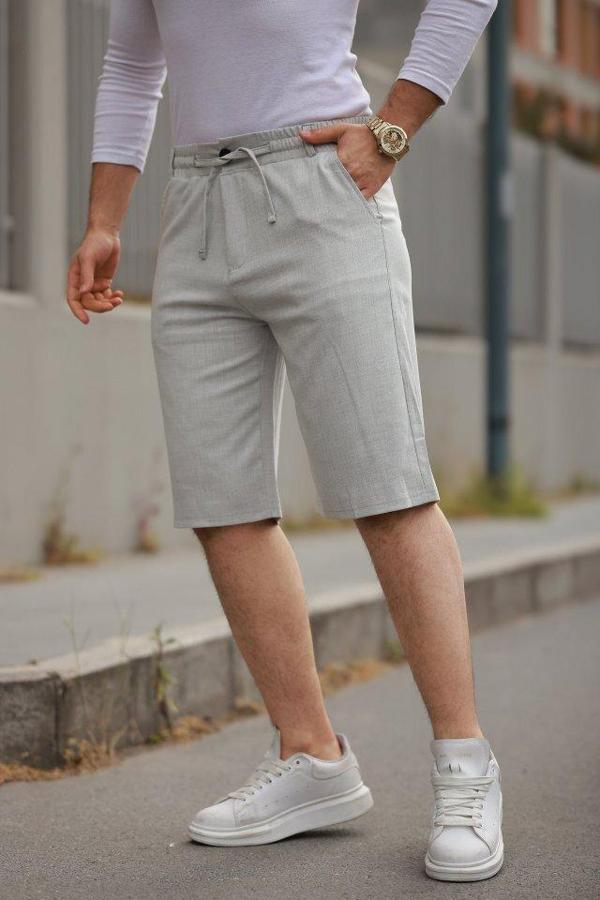 Erkek Beli Bağcıklı Ve Düğmeli Bezayağı Kumaş şort - Image 1