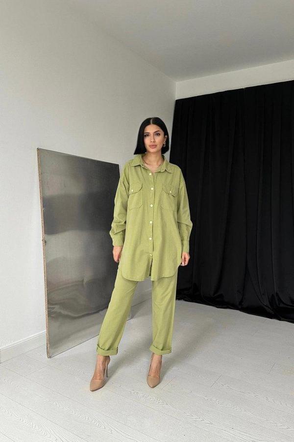 Yeşil Gömlek Ve Çıtçıtlı Pantolon Takım - Image 1