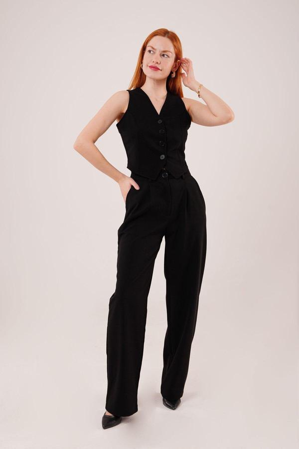 Premium Model Oturtmalı Siyah Pantolon - Image 1