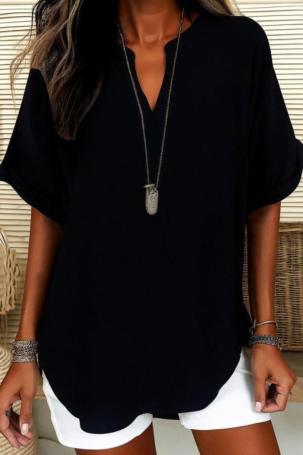 Kadın Kısa Kollu V Yakalı Aerobin Bluz - Image 1