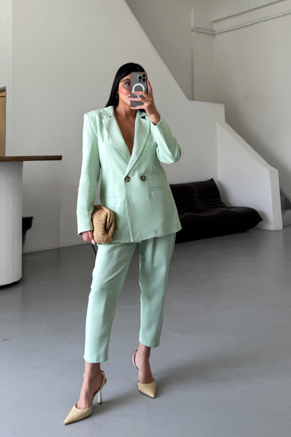 KETEN CEKET - PANTOLON TAKIM - Mint - Image 1