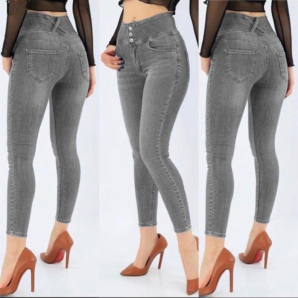 Yüksek Bel Likralı Jean Pantolon 90 Cm - Image 1