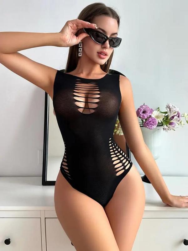 Kadın Sıfır Kol Göğüs, Sırt Ve Yanları Kesik Detay çıtçıtlı Viskon Bodysuit - Image 1