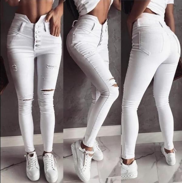 5 Düğmeli V Detay Bel Yırtık Kot - Image 1