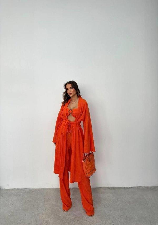 KRINKILL BÜSTİYER-PANTOLON-KİMONO TAKIM - Orange - Image 1