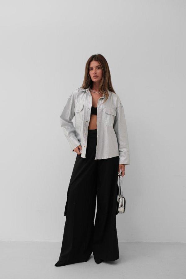 Metalik Denim Ceket - Image 1